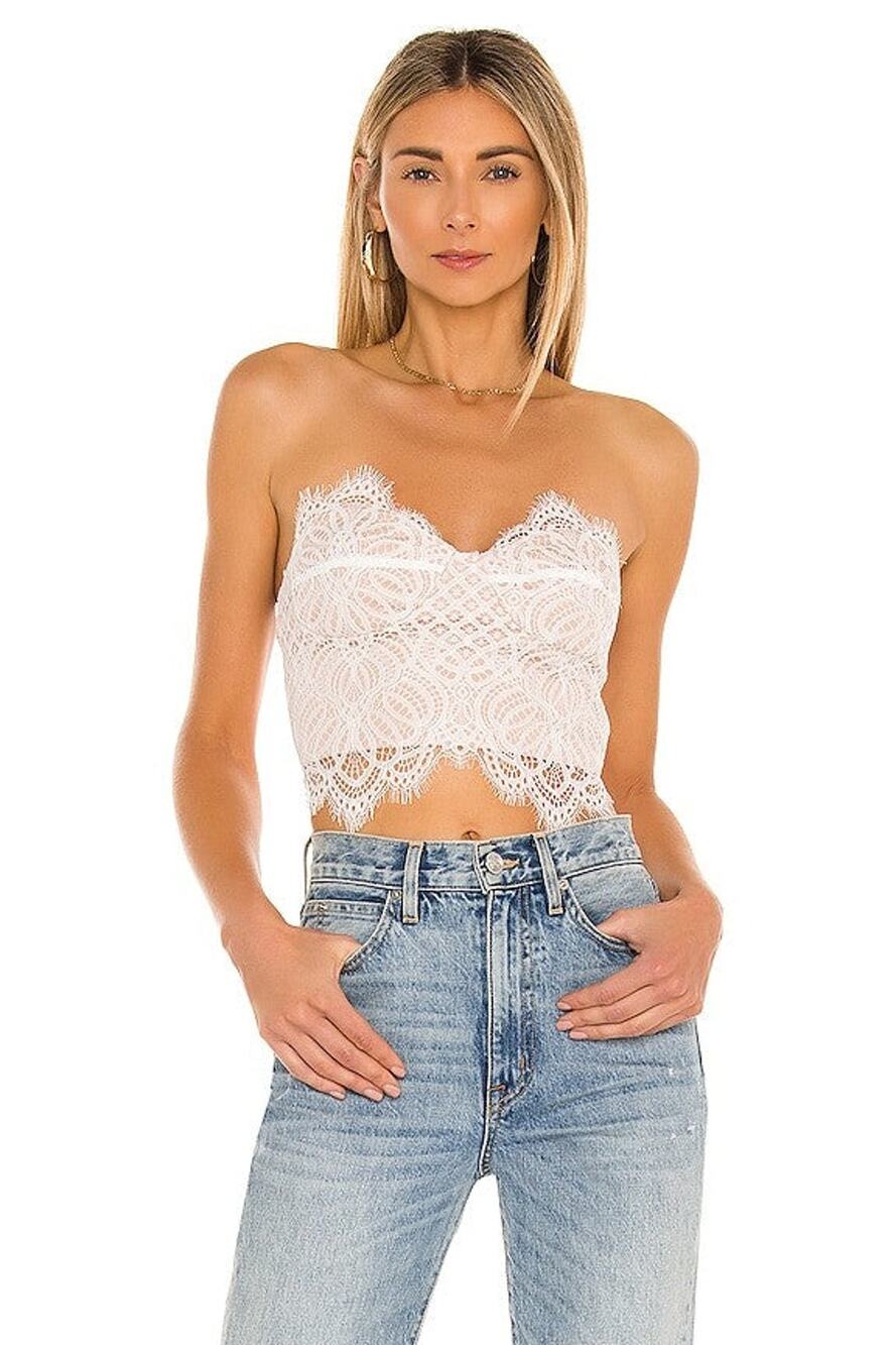 Superdown Kendall Lace Crop Top - M - White